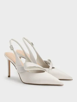 Satin Pleated-Strap Slingback Pumps