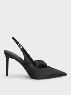 Satin Pleated-Strap Slingback Pumps