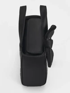 Satin Studded Knot-Bow Mini Bag