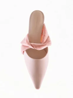 Satin Twisted-Strap Pointed Mules