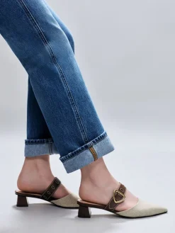 Sepphe Twill Buckle-Strap Heeled Mules