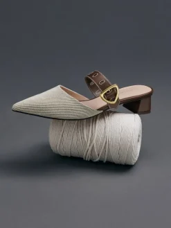 Sepphe Twill Buckle-Strap Heeled Mules