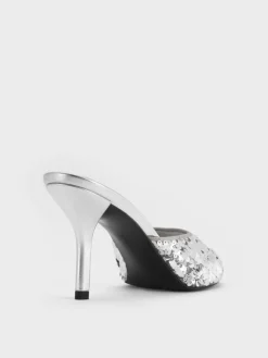 Sequinned Stiletto-Heel Mules