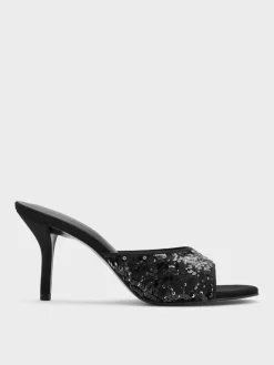 Sequinned Stiletto-Heel Mules