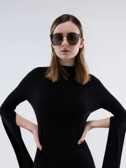 Shea Metallic-Rim Square Sunglasses
