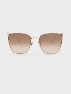 Shea Metallic-Rim Square Sunglasses