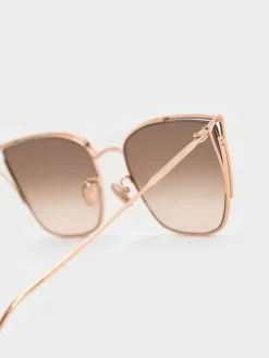 Shea Metallic-Rim Square Sunglasses