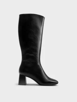 Square-Toe Knee-High Boots