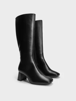 Square-Toe Knee-High Boots