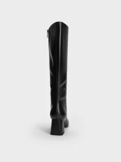 Square-Toe Knee-High Boots