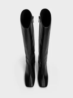 Square-Toe Knee-High Boots
