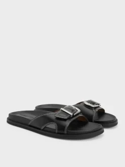 Stitch-Trim Buckled Slides