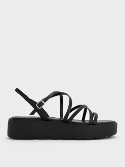 Strappy Ridged-Sole Flatform Sandals