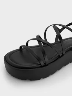 Strappy Ridged-Sole Flatform Sandals