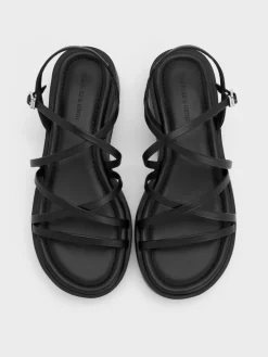 Strappy Ridged-Sole Flatform Sandals
