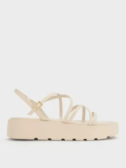 Strappy Ridged-Sole Flatform Sandals