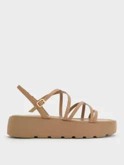 Strappy Ridged-Sole Flatform Sandals