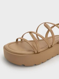 Strappy Ridged-Sole Flatform Sandals
