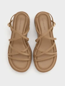 Strappy Ridged-Sole Flatform Sandals