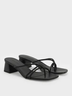 Strappy Toe-Ring Block-Heel Sandals