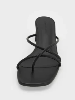 Strappy Toe-Ring Block-Heel Sandals