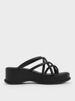 Strappy Tubular Wedge Sandals