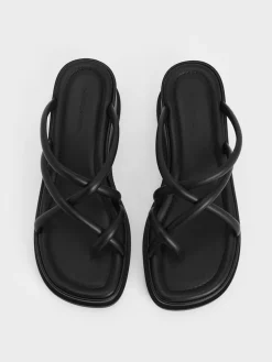 Strappy Tubular Wedge Sandals