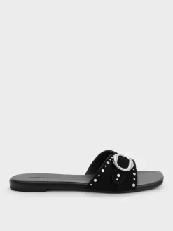Studded Buckled Slide Sandals