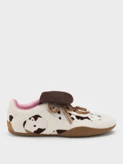 Suede Cow-Print Top-Flap Sneakers