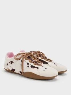 Suede Cow-Print Top-Flap Sneakers