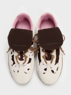Suede Cow-Print Top-Flap Sneakers