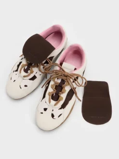 Suede Cow-Print Top-Flap Sneakers