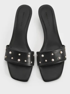 Susie Pearl Kitten-Heel Mules