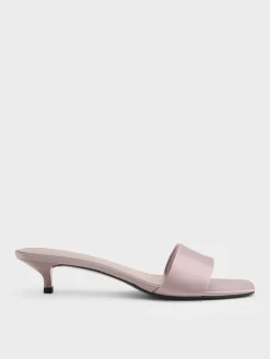 Susie Satin Kitten-Heel Mules