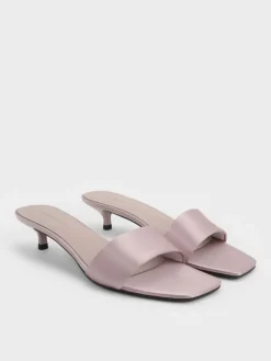 Susie Satin Kitten-Heel Mules