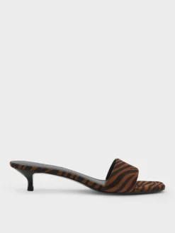 Susie Zebra-Print Kitten-Heel Mules