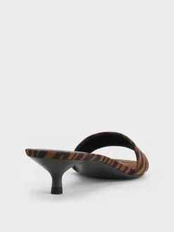 Susie Zebra-Print Kitten-Heel Mules