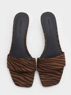 Susie Zebra-Print Kitten-Heel Mules