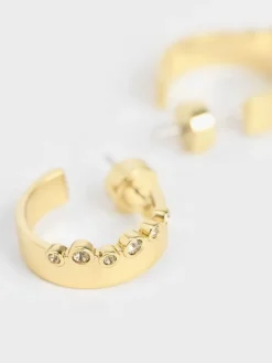 Swarovski&reg; Crystal Studded Hoop Earrings