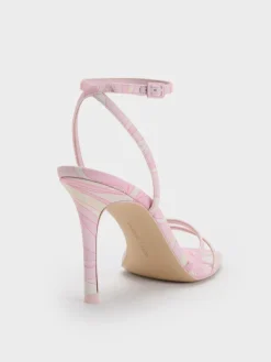 Swirl-Print Ankle-Strap Heels