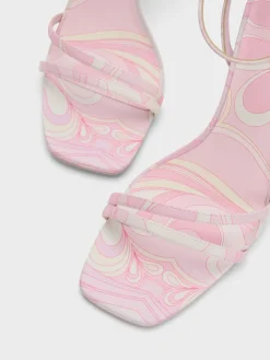 Swirl-Print Ankle-Strap Heels