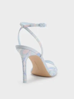 Swirl-Print Ankle-Strap Heels