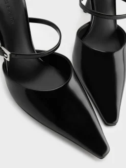 Tapered Square-Toe Heeled Mules