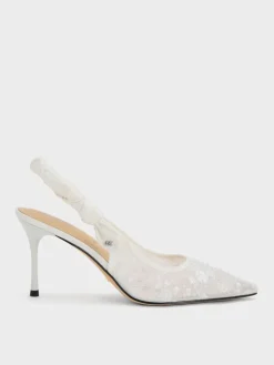Tayari Embroidered-Mesh Slingback Pumps