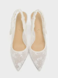 Tayari Embroidered-Mesh Slingback Pumps