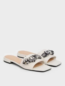 Tayari Leather Printed-Strap Slide Sandals