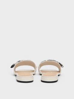 Tayari Leather Printed-Strap Slide Sandals