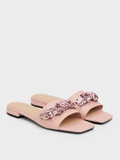 Tayari Leather Printed-Strap Slide Sandals