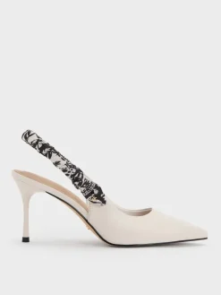 Tayari Leather Scarf-Strap Slingback Pumps