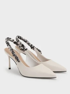 Tayari Leather Scarf-Strap Slingback Pumps